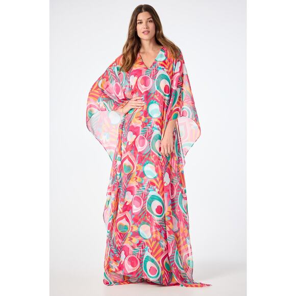 Trina Turk Dresses & Skirts - TRINA TURK Salon Maxi Caftan Dress in Dramont Size 12 Resort Multicolor Peacock